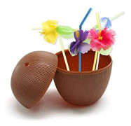 Hawaisk Party Dekoration Kokosnötkopp Ananaskopp med Hibiscus