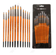 TD® Nylon akvarellpenslar Set med 12 akvarellpenslar Träborstar set med rundad kant Oljepenslar set
