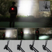 Löpljus med 500 lumen justerbar stråle, USB-laddningsbar vattentät frontlampa och blinkande bakre varnings-LED