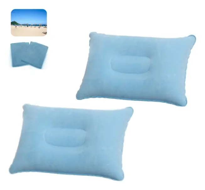 2-pack uppblåsbara campingkuddar, grå, för kontor, helger, strandsemester, tältsemester (Himmelsblå)