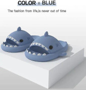 SQBB Shark Tofflor Halkfria duschtofflor Badrumstofflor Mjuka sommarsandaler för flickor och pojkar Haze Blue 40 to 41