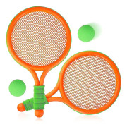 Tennisracketset för barn i plast, 4-pack med tennisbollar, utomhus, trädgård, strand, sport, spel, leksak