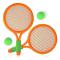 Tennisracketset för barn i plast, 4-pack med tennisbollar, utomhus, trädgård, strand, sport, spel, leksak