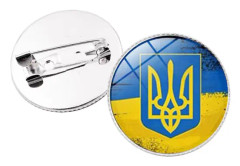 Ukraina Flaggmärke (Fred), Diameter 25mm (Stil 2)