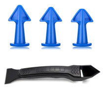 Tätningsmunstycke, tätningsfinisher, silikontätningsmunstycke med plastspatel, murslevmunstycke för badrum, kök, golv (färg: blå) ， Sta Sunmostar