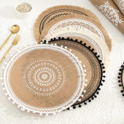 5-pack enkla handvävda jute-placemats för vintage matsal