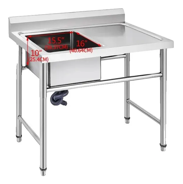 Rostfritt stål köksvask, icke-magnetisk, handgjord, stor badkarvask, Typ A