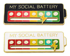 CQBB Social Battery Pin - My Social Battery Creative Lapel Pin, Fun Emotional Pin 7 Days A Week
