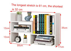 Simple Bookshelf Student Desktop Rack Dormitory Small Bookcase Office Storage Rack(Teak Color)