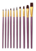 ZHU TING 20 PCS / 2 Sets Pearl Rod Nylon Hair Combination Brush Oil Paint Brush(Purple Rods)