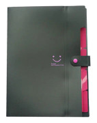 Candy-colored Smiling Face Multi-layer Portfolio Pouch Plastic Information Book File Folder(Black)