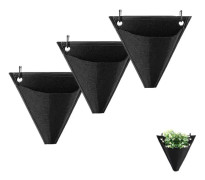 Väggmonterad växtpåse, vertikal planteringsficka, hängande planteringsväska, triangulär design (3 st)