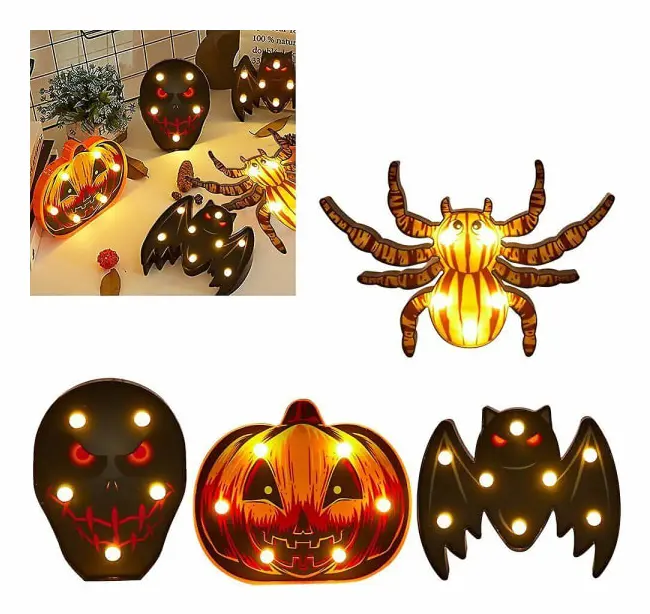 Halloween Dekoration Led-ljus Lykta Fladdermus Spider Skull Pumpa Lampa Utomhus