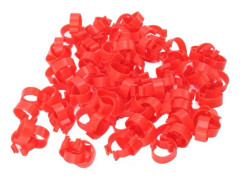 100 st Fjäderfäpälsringar PP Plast Återanvändbara Kyckling Anka Gäss Ben Identifiering Röd 25mm