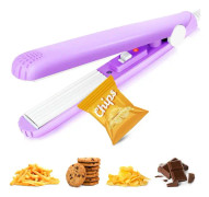 Chipspåsesvets, bärbar matförseglare, påsförseglare för livsmedelsförvaring, bärbar förseglingsmaskin för godispåse, husdjursmatpåse, mellanmålspåsar, med strömkabel (inget batteri behövs) - Lila