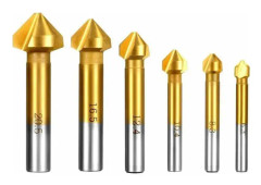 6 st HSS 90° försänkare avfasningsfräs 6,3 mm 8,3 mm 10,4 mm 12,4 mm