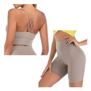 Yoga BH Shorts 2-delat Set Träningskläder Spandex För Kvinnor