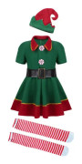 Jul Cosplay Barnkläder Xmas Festklänning Pojkar Flickor Nyår Jultomten Juldräkt Grön tomte