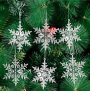 4 st julgransdekoration jul transparent snöflinga p