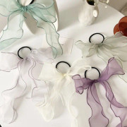 7 st flickor rosett organza hårband hår scrunchies mjuk gasbind rep hästsvans slips