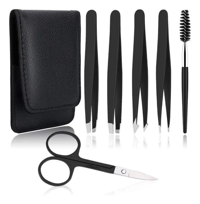Pincett, [6+1 STK] Pincettset, Professionella Pinsetter, Ögonbryn