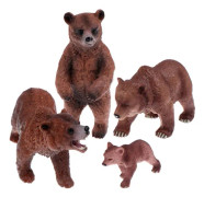 IC Grizzlybjörn Leksaksfigurer Set Plast Skogsdjur Björnfamilj Figurer