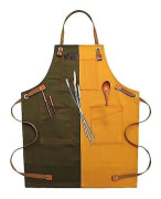 Hushållsdenimförkläde Barista Blommig Mjölktebutik Barber Overaller - Barn 47cm (dubbel färgmatchning)