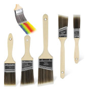 Målarpenslar, 5-pack målarpenslar med träskaft, målarpenslar med platt borst, professionella målarpenslar, plana målarpenslar