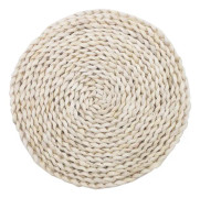 1 Rund Vävd Naturlig Vattenhyacint Underlägg, Handgjord, 10cm