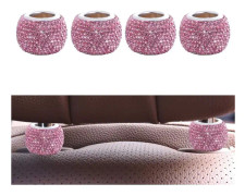 4-pack bilhuvudstöd kragar, bilhuvudstöd kragar ringar dekor bling kristall diamant (rosa) Pink