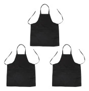 3 st Unisex Köksförkläden med 2 Fickor, Svart, En Storlek (Medium)