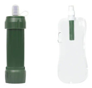 Survivor Filter Vikbara Vattenflaskor, Kantiger (33oz) Paket (2L Totalt) - Hållbara Karabiner och Handtag. Pressa Vatten genom