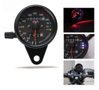 Motorcykelhastighetsmätare 12V Odometer Med LED-indikator Dubbel Hastighetsmätare