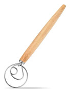 Danska degvisp Stor handmixer Stor 33cm Rostfritt stål och trä Dansk visp Holländsk stil Artisanmixer för bröd, deg, tårta, bakverk, etc.