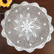 100% Bomulls Handgjorda Spetsvirkade Runda Underlägg Doily Doilies,W