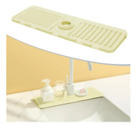 Stänkskydd för diskbänk, silikonmatta för kran, droppuppsamlingsbricka för kranhandtag, matta för diskho, 17,5 x 5,5 tums diskbänk, (beige)