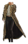 Dam Leopard Print Cardigan Ytterkläder Varm Lång