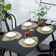 Bladformade underlägg set om 4, bordsunderlägg set tvättbara PVC halkfria värmebeständiga bordstabletter middagstabletter blad ihåliga dekorativa underlägg för