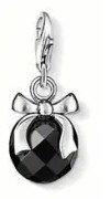 Charm Sten Med Rosett, silver/svart