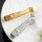 Mini serveringstång, 4-tums sockertång i rostfritt stål i rostfritt stål, liten istång för te- och kaffefest, aptitretare, desserter (2 st silver,