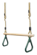 Trägunga, ringar och gymnastikstång för barn, grön, 200 cm, material: plast (PP, PE)