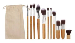 11st enkla fiberhårborstar med trähandtag, kosmetisk borste med fin textur, för professionella makeupartister