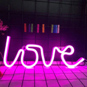LED Rosa Love Neonljus Väggdekoration USB/Batteridriven Nattlampa
