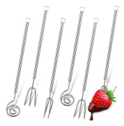 6-pack Chokladdoppgaffelset 8,3 tum Rostfritt Stål Fonduegaffel DIY Godis Smält Baktillbehör