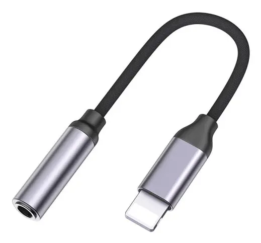 Konverter, Lightning till 3,5 mm adapter, iPhone hörlursadapter grå