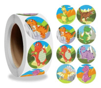 IC 500 st tecknade dinosaurieklistermärken, 8 livfulla mönster Dino belöningsklistermärken Djurskoletiketter för lärare klassrum DIY-hantverk
