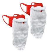 Jultomtemask med skäggmask Halloween-kostym vit jul