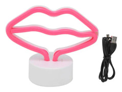 Läppformade LED Neon Skyltar med Ställ USB-driven Neonljuslampa för Babyrum Party