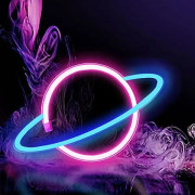 Neon skyltar, batterilampa neonljus LED nattlampa, planet USB-ljus vägglampor, konstdekor för hem, barnrum