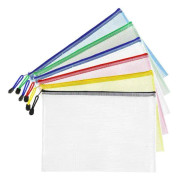 Plastnät dragkedja påse (svart, 12-pack), extra stor vattenavvisande dragkedja väska för skola kontorsmaterial